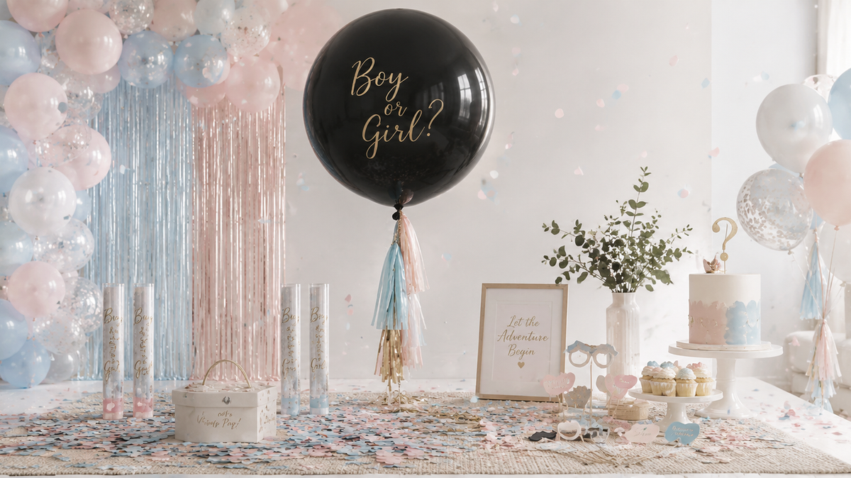 Gender Reveal med ballon, konfetti eller andre ideer