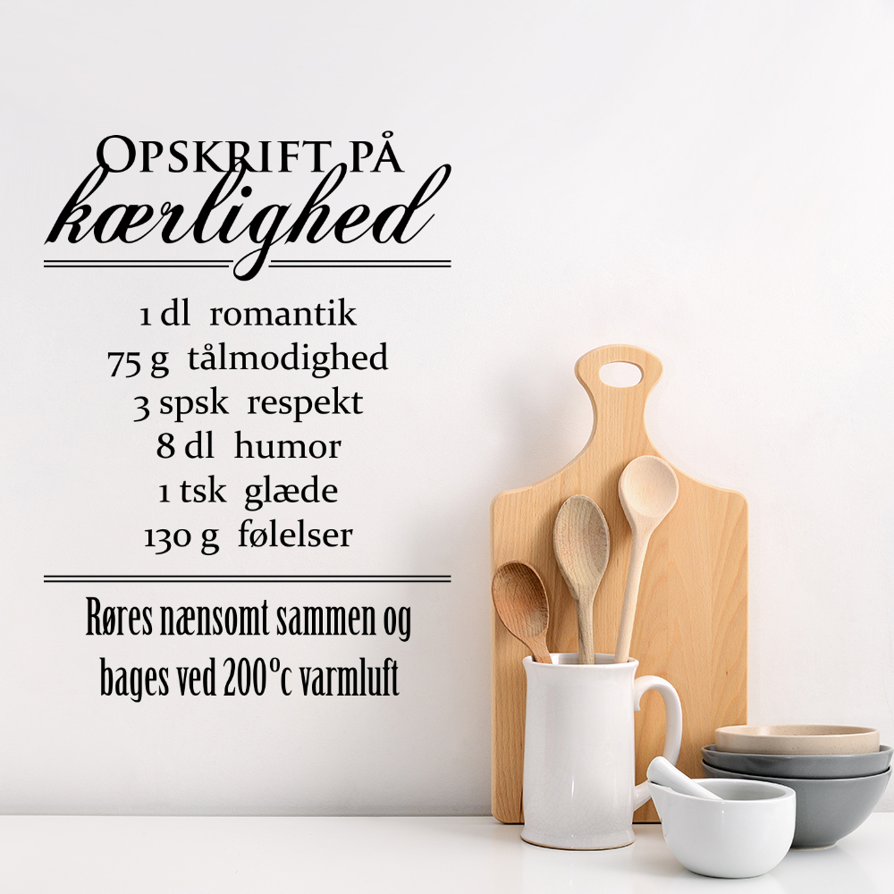 Opskrift på kærlighed wallsticker